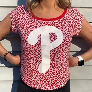 Phillies cropped leopard tshirt